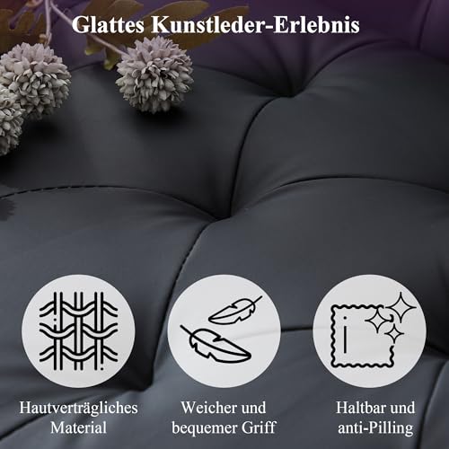 GRAVFORCE Sofa 2 Sitzer Couch mit 2 Ladeports und 2 Becherhaltern 157cm 2er Sofa Klein für Jugendzimmer, Wohnzimmer, Wohnung, Büro, Einfache Montage Kunstleder Schwarz