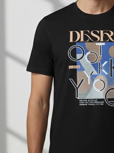 Image of Dollar Club Men's Cotton Round Neck Printed T-Shirt Black