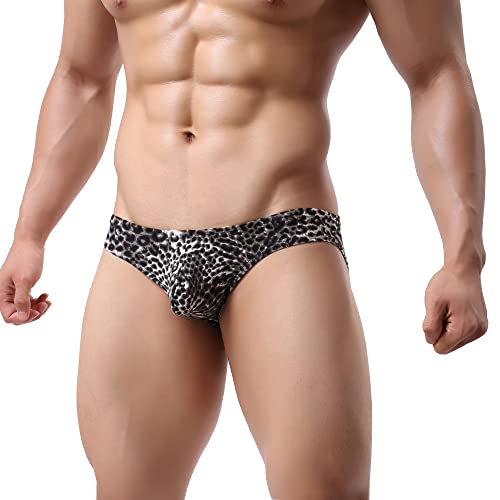 Men's Low Waist Leopard Underwear Briefs Soft Sexy Pouch Underpants2