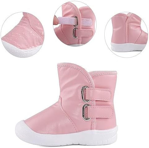 LACOFIA Bottes Hiver Enfant Filles - Bottines De Neige Fourrées Chaudes Avec Semelle Antidérapante - Tailles 21-29 EU