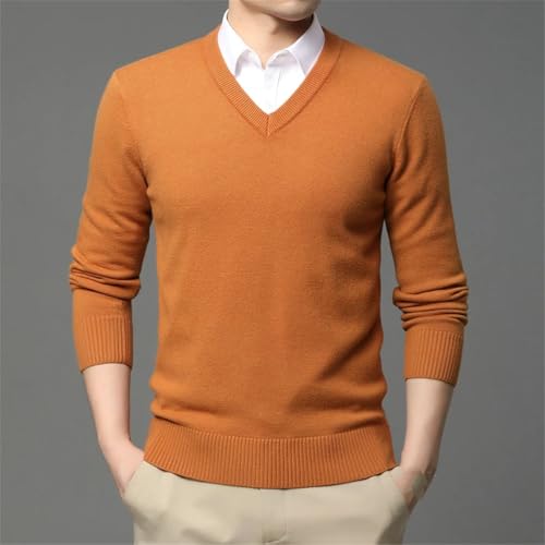 Men Fashion Solid Long Sleeves Slim Knit Pullover V Neck Business Casual Sweater2