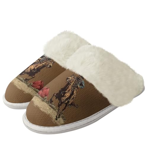 Womens Fuzzy Slippers Warm Winter House Slippers Indoor Slip-on House Shoes Memory Foam Shoes