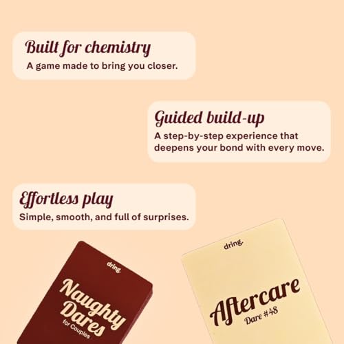Image of Dring Naughty Dares for Couples | 48 Cards, Adult, Exciting Categories | Dare Based Action Couple Card Game | Date Night, AnniversaryGift, Romantic Gift