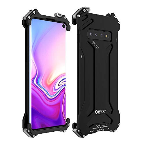 Metal Case for Samsung Galaxy S10 Plus,Bpowe Gundam Aluminum Metal Shock Proof Frame Bumper Double Color Oxidation Aluminum Metal Case Cover for Samsung Galaxy S10 Plus (Black)