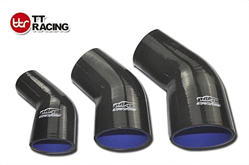 1.5 To 2 Inch 45 Degree Silicone Reducer Hose Coupler - Black, Reinforced, Turbo/Intercooler Pipe