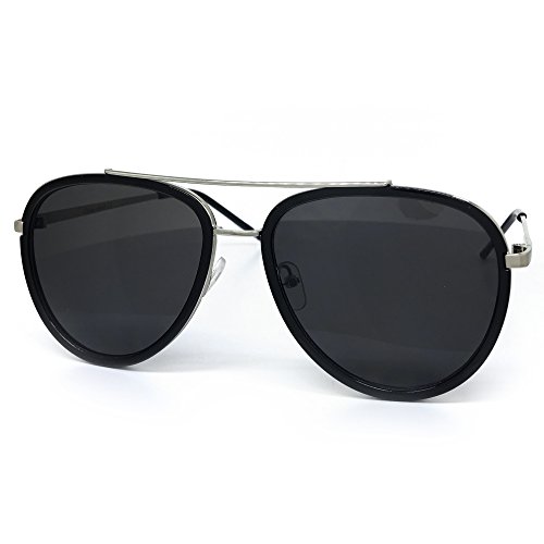 66449 Premium Aviator Vintage Hippie Retro Womens Mens Sunglasses (BLACK/ SILVER FRAME, Premium Aviator)3
