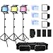 (60% Moving Clearance) 3X 216 Barndoor Continuous LED Video Lighting kit Dimmable Panel Camera, for Canon, Nikon, Sony, Li-Ion Battery and Charger,Color Filters,Premium Carry Bag, JSAG159