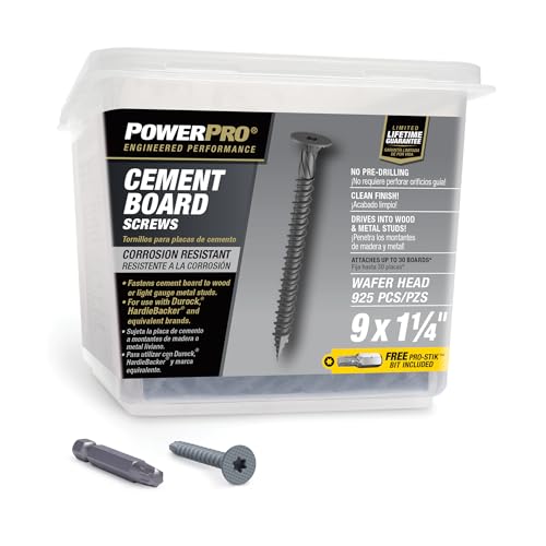 Power Pro Gray Wafer-Head Cement Board Screws