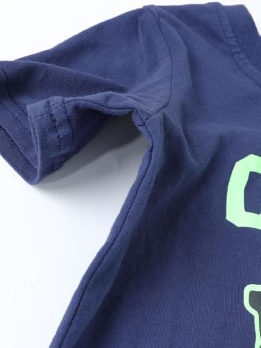 Image of HILEELANG Toddler Boy Summer Outfit Set 2 Piece Short Sleeve T Shirt and Short Soft Breathable Cotton Clothing Sets 2-7T