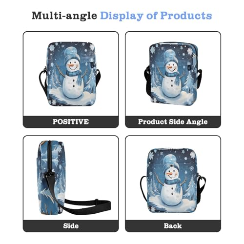 men's messenger bag green crossbody bags for women Women's Purses Adjustable Strap for Travel Travel- Merry Christmas Snowman Blue White4