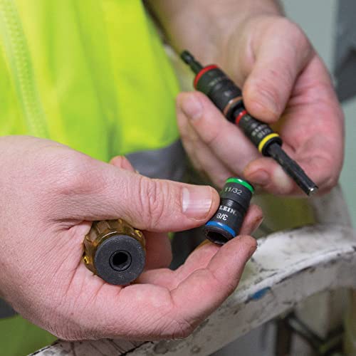 Klein Tools 32900 Impact Driver, 7-In-1 Impact Flip Socket Set With Handle, 6 Hex Driver Sizes Plus A 1/4-Inch Bit Holder #TOP7