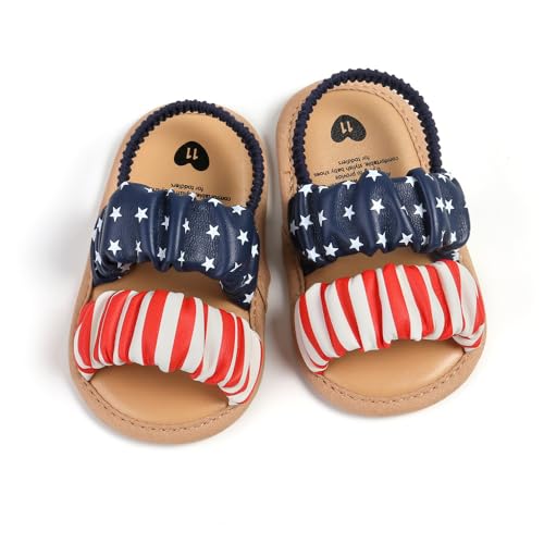 Image of GDSDYM Infant Baby Girls Summer Sandals with Flower Bowknot Soft Sole Wedding Dress Flats Newborn First Walkers Crib Dress Shoes