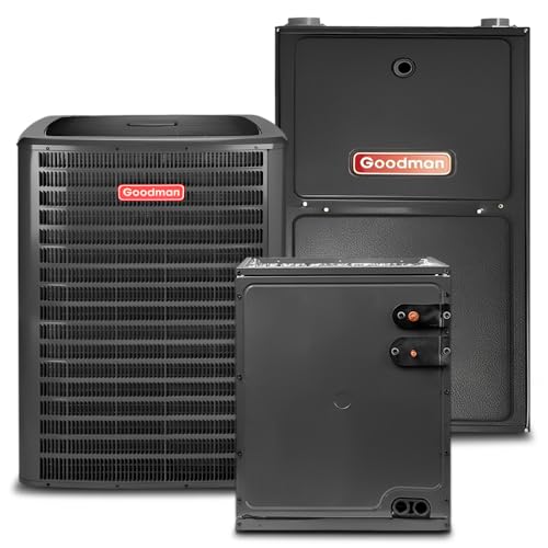 Goodman 2 Ton 15.2 SEER2 Central Split AC Unit | 92% 60000 BTU Natural Gas Furnace, Evaporator Cased Coil, & Single Stage Air Conditioner System - R32 Upflow
