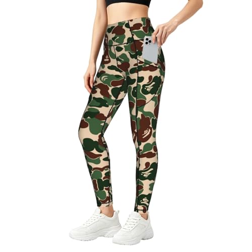 Leggings de camuflaje verde para mujer: pantalones elásticos de entrenamiento diario