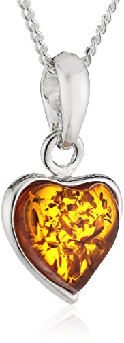 InCollections Damen-Halskette Herz 925 Sterling Silber 1 Bernstein...