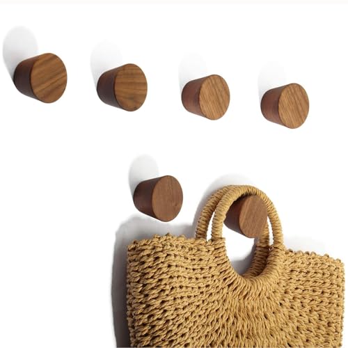 Shappy 6 Pieces Wooden Coat Hooks Wall Mounted