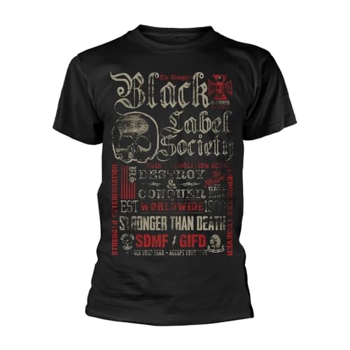 Black Label Society Black Skull Text Logo Screenprint Short-Sleeved T-Shirt M