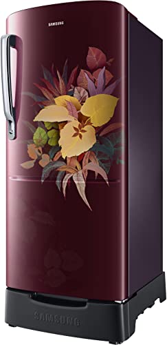 Image of Samsung 183 L, 3 Star, Digital Inverter, Direct-Cool Single Door Refrigerator (RR20C2823VF /NL, Red, Tropical Purple, Base Stand Drawer)