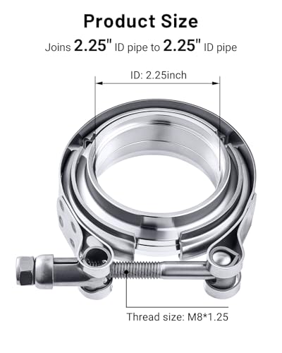 Image of EVIL ENERGY 4PCS V Band Clamp with Flange Male Female 304 Stainless Steel (2.25 inch)