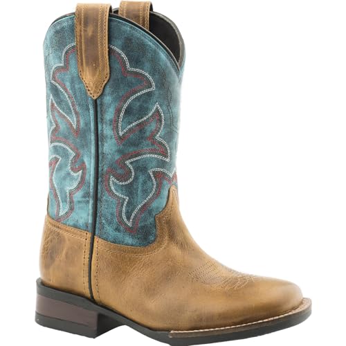 Image of Roper Kids Boys 09-018-0911-0892 Kids Leather Square Toe Boot 10 M US Toddler Tan