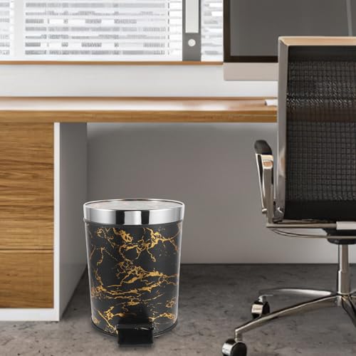 Bote de basura con pedal y tapa Garneck plástico negro miniatura 2