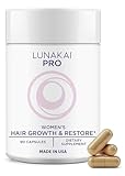 Lunakai PRO USA Made Women’s Hair Growth & Restore Vitamins – Advanced 15+ Nutrient Complex for Visible Results – Natural Thicker Hair Growth Supplement, 90ct