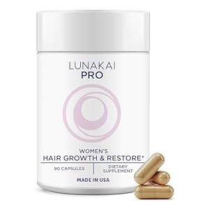 Lunakai PRO USA Made Women’s Hair Growth & Restore Vitamins – Advanced 15+ Nutrient Complex for Visible Results – Natural Thicker Hair Growth Supplement, 90ct