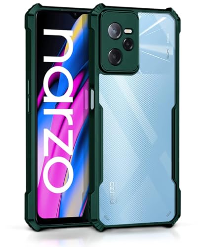 Image of WOW IMAGINE Shock Proof Clear Protective Back Case for Realme Narzo 50A Prime | Realme C35 - AirEDGE Technology | 360 Degree Camera Protection | Transparent Hybrid Back Case Mobile Cover - Green