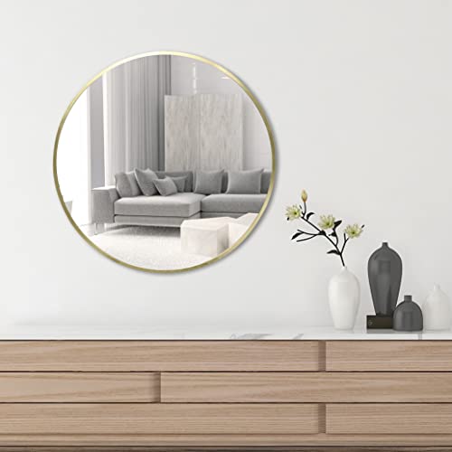 Frameworks 24" Deluxe Contemporary Brass Gold Circular Aluminum Mirror #TOP3