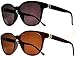 BillieJoe 2 Pair Bifocal Sunglasses Reading Glasses for Women Fashion Designer Cateyes (2 PACK (Black & Brown), +2.50)
