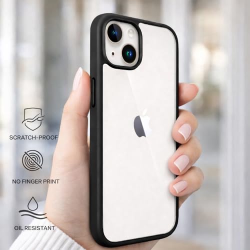 Image of amazon basics Shockproof Ultra Hybrid Back Cover for Apple iPhone 15 | 360 Degree Protection TPU+PC | Crystal Clear Hard Back | Transparent Back Case for Apple iPhone 15 (Black Bumper)