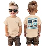GLIGLITTR Toddler Baby Boy Birthday Shirt Bruh It's My Birthday Tshirt 2nd 3rd 4th 5th 6th Boys Happy Bday Party Outfits Tops(Apricot,5Years)