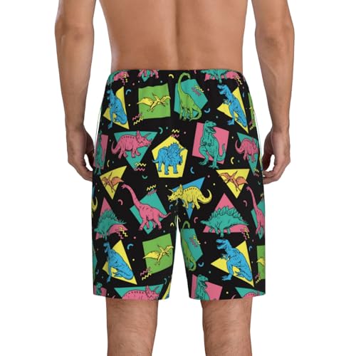 Geometric Dinosaur Mens Pajama Pants With Pocket Soft Sleep Shorts Lounge Shorts Pj Pants For Men3