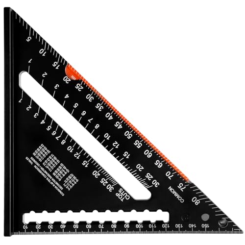 Woodworking Triangle Ruler, Aluminum Alloy Carpenter Square with 6 Inch Foldable Ruler Bar, Magnetic Carpenter Measuring Ruler, Adjustable Square Ruler for Woodworking Measuring