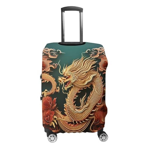 Luggage Covers Anti-Scratch Suitcase Cover Dragon Chinese Background Washable Elastic Suitcase Protector Travel Luggage Protector Covers Carry On Luggages Cover L (26-28 inches)4