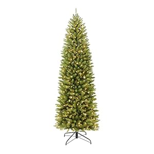 Puleo International 7.5 Foot Pre-Lit Fraser Fir Pencil Artificial Christmas Tree with 350 UL Listed Clear Lights, Green