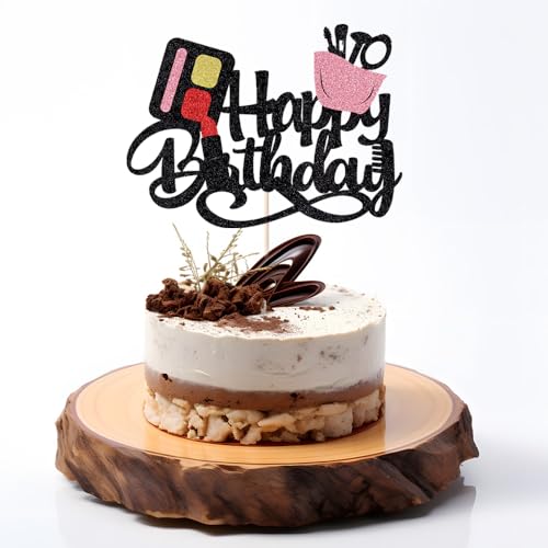 Decoración de pastel de maquillaje con purpurina negra para fiesta de cumpleaños de spa