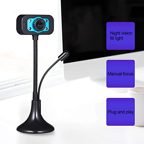 Webcam USB, Desktop Computer PC Vídeo com Microfone, Câmera de Vi-são Noc-turna Flexível 4 L-ED Nigh