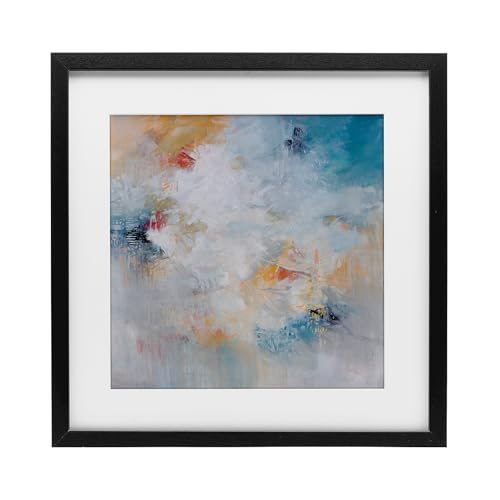 Affiche encadrée noire tableau abstrait danse voilée Karen Hale 33x33cm