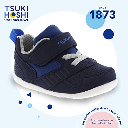 Tsukihoshi 2510 Racer Strap-Closure Machine-Washable Baby Sneaker Shoe With Wide Toe Box And Slip-Resistant, Non-Marking Outsole - Navy/Blue, 6.5 Toddler (1-4 Years) #TOP2