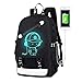 A-QMZL Borse da scuola, Zaino luminoso anime Porta di ricarica USB Borsa per laptop Borsa a tracolla in tela Zaino per ragazze Cool Ragazzi Ragazzi Zaino da esterno (Black-Music)