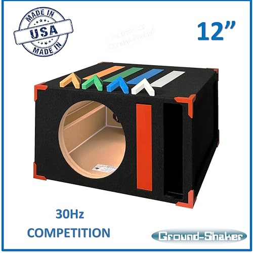 Image of 30HZ Reinforced Competition Single Ported Sub Box Sub Woofer Enclosure Speaker Box Car Audio Subwoofer Ground Shaker Box Ground-Shaker (Corners RED, 12 inch)