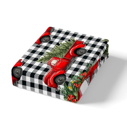 Housse de couette camion de Noël parure de lit patchwork géométrique rouge ado - 5