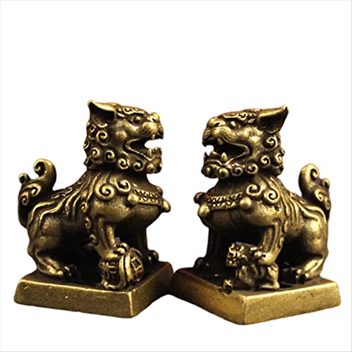 Sculpture statues de lions en laiton figurines de collection Feng Shui