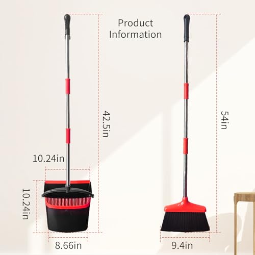 Kocotong KO-002 Broom With Dustpan Combo Set 54 Inch Long Handle Adjustable Length Stainless Steel Broomstick Standing Dust Pan And Broom Set thumb #2