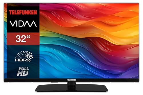 TELEFUNKEN Fernseher 32 Zoll Smart TV VIDAA XF32VP750M Full HD Fernseher, HDR TV mit integriertem Triple-Tuner, LED TV schwarz