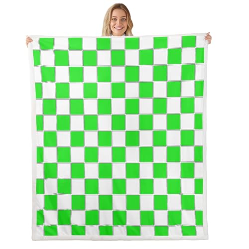Image of Erosebridal Initial Letter L Sherpa Blanket Pink and White Checkered Fuzzy Plush Throw Cute Monogram Plaid Fleece Blanket for Kids Girls Women,Kawaii Gingham Grids Decor for Bed Couch Queen 90 inchx90 inch