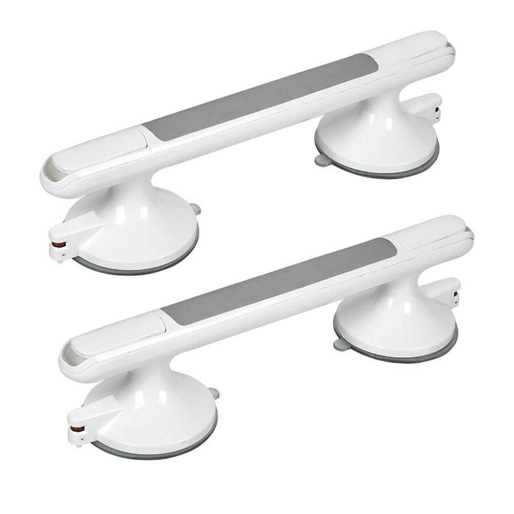 Barras de agarre for ducha con ventosa, paquete de 2, pasamanos de baño extraíbles for pared, for personas mayores, ABS, agarre de seguridad for baño, sin perforaciones, impermeables, color blanco