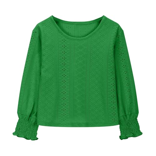 Girls Long Sleeve Eyelet Lace Blouse Casual Crewneck Lightweight Top Soft Shirt for Spring and Fall3