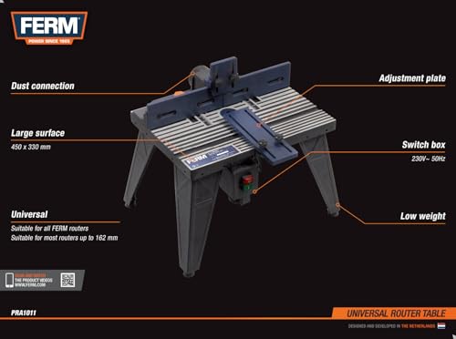 FERM Router Table - Universal: Baseplate Diameter 162mm - Robust and stable aluminium construction